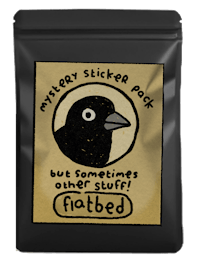 a black and white image of a crow with a sticker on it