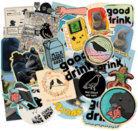 a collection of stickers with various images on them